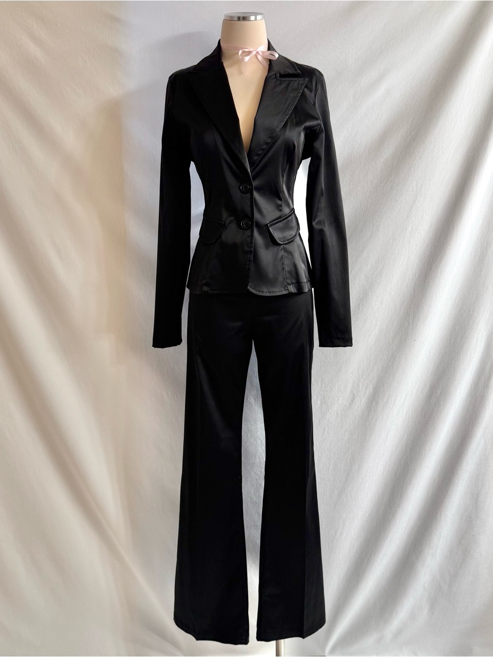 Y2K Mariposa Black Satin Suit